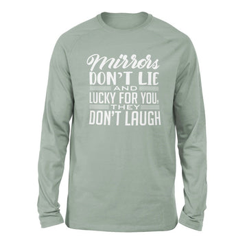 Mirrors Dont Lie And Lucky For You, They Don't Laugh Men/Unisex Drop Shoulder Sweatshirt in Dusty Blue color